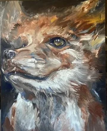 Expressive fox portrait painting