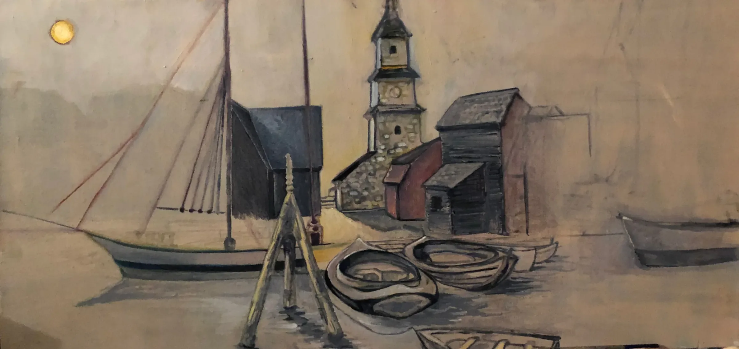 Painted double portrait on an easel